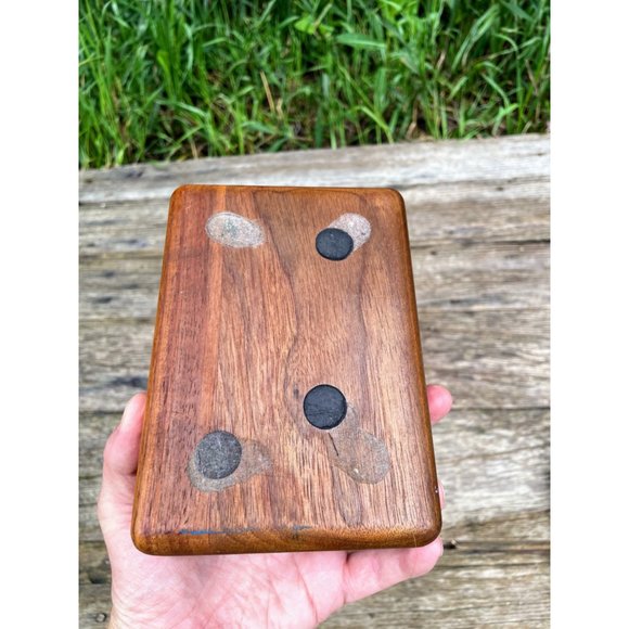 Vintage Small Walnut Wood Jewelry Box Carved Bird on Branch - Picture 9 of 11